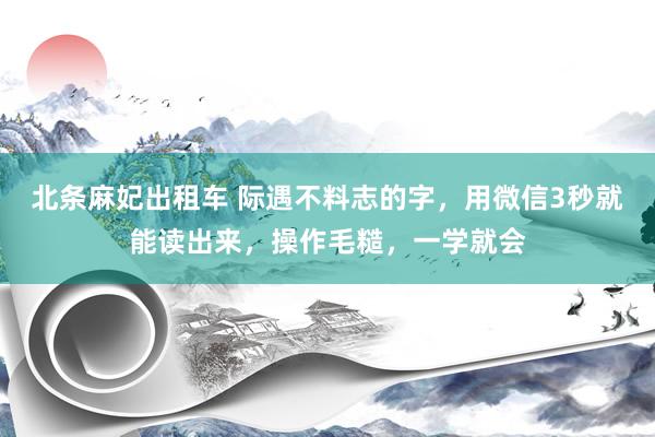 北条麻妃出租车 际遇不料志的字，用微信3秒就能读出来，操作毛糙，一学就会