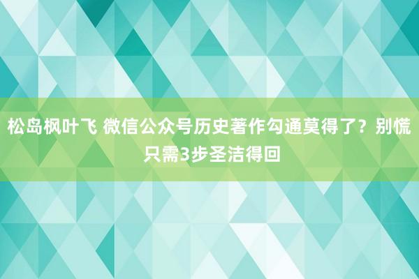 松岛枫叶飞 微信公众号历史著作勾通莫得了？别慌 只需3步圣洁得回