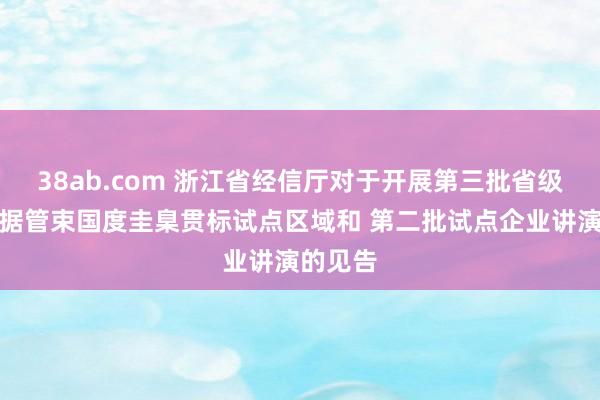 38ab.com 浙江省经信厅对于开展第三批省级企业数据管束国度圭臬贯标试点区域和 第二批试点企业讲演的见告