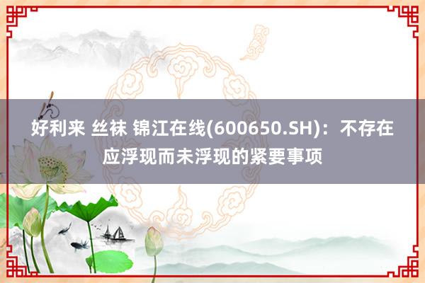 好利来 丝袜 锦江在线(600650.SH)：不存在应浮现而未浮现的紧要事项