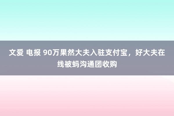 文爱 电报 90万果然大夫入驻支付宝，好大夫在线被蚂沟通团收购