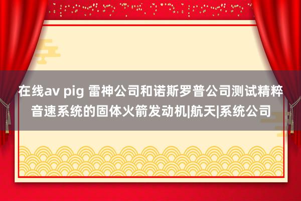 在线av pig 雷神公司和诺斯罗普公司测试精粹音速系统的固体火箭发动机|航天|系统公司